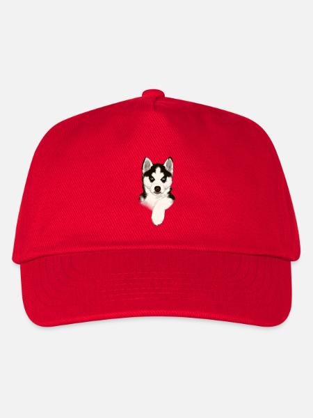 Husky Welpe mit Blauem Blick - Kinder Basecap - Rot
