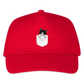 Cat Pocket jette un coup d’œil à un chat mignon dans la poche - Casquette de baseball Enfant - rouge - Devant