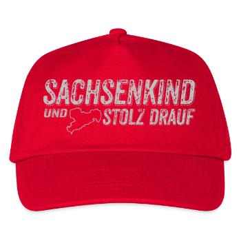 Sachsenkind und stolz drauf - Sachsen - Heimatland - Kinder Basecap - Rot - Vorne
