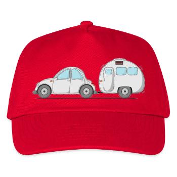 Auto mit Wohnwagen Grau - Kinder Basecap - Rot - Vorne