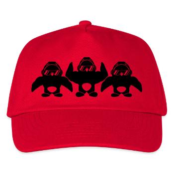 3 Pinguine Bodybuilder Sonnenbrille Kopfhörer Team - Kinder Basecap - Rot - Vorne