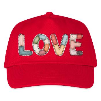 Love Patchwork Nähen Handarbeit Design - Kinder Basecap - Rot - Vorne