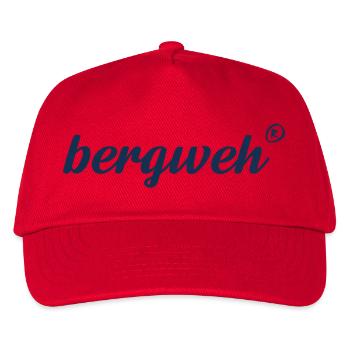 bergweh® Schriftzug dunkelblau - Exklusiv - Kinder Basecap - Rot - Vorne