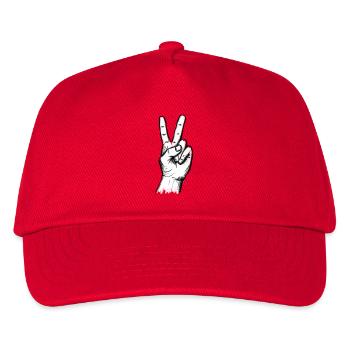 Victory hand sign on white – illustration - Kids’ Baseball Cap - red - Front
