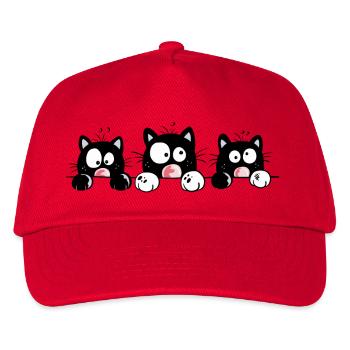 Neugierige Katzen - Kinder Basecap - Rot - Vorne
