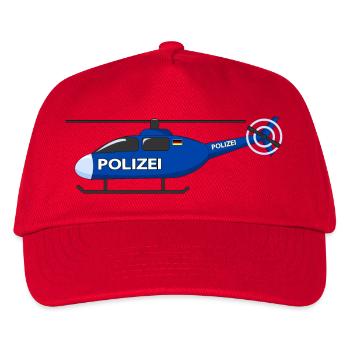 Hubschrauber Polizei Deutschland Flagge - Kinder Basecap - Rot - Vorne