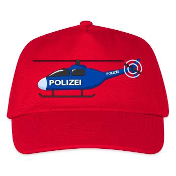 Hubschrauber Polizei - Kinder Basecap - Rot - Vorne