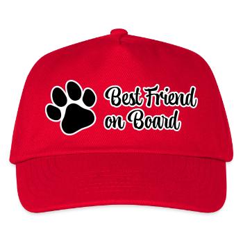 Best Friend on Board - Pfote, Hundefreund - Kinder Basecap - Rot - Vorne