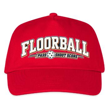 Floorball Pass Schuss Score - Kinder Basecap - Rot - Vorne