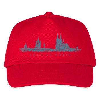 Köln am Rhein Kölner Skyline (Vintage Blau) - Kinder Basecap - Rot - Vorne