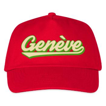 Genève Retro Script Limette - Kinder Basecap - Rot - Vorne