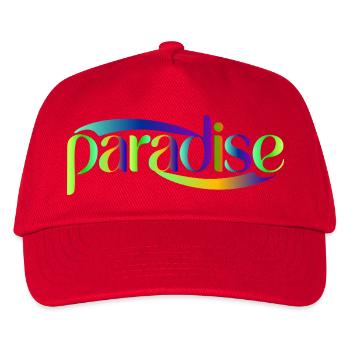 Paradise Rainbow Skriptdesign - Kinder Basecap - Rot - Vorne