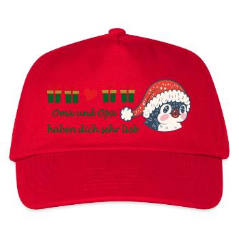 Weihnachtsgruß Oma und Opa - Kinder Basecap - Rot - Vorne
