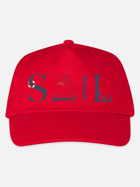 SAIL – Maritimes Typografie Design - Kinder Basecap - Rot