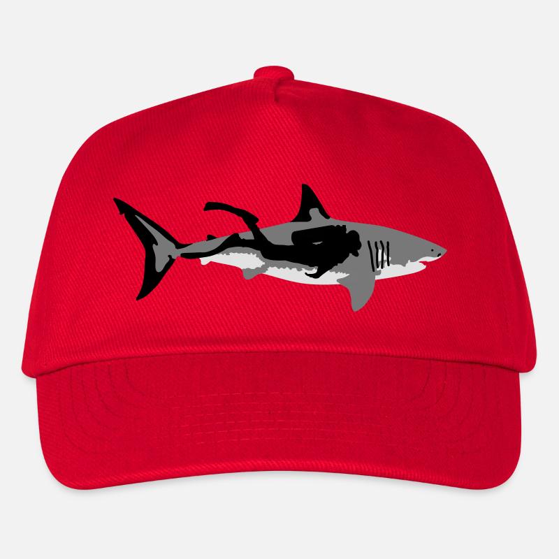 Taucher und Hai - Kinder Basecap - Rot