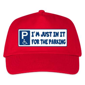 Ich sitze im Rollstuhl für die Parkplätze # - Kinder Basecap - Rot - Vorne
