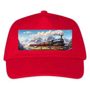 Nostalgic Railway Train with Steam Locomotive - Kids’ Baseball Cap - red - Front