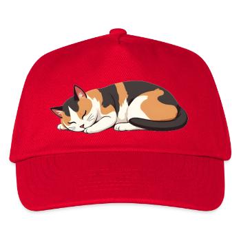 Schlafende Katze - Kinder Basecap - Rot - Vorne