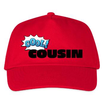 Schriftzug Cool Cousin für den coolen Cousin - Kinder Basecap - Rot - Vorne