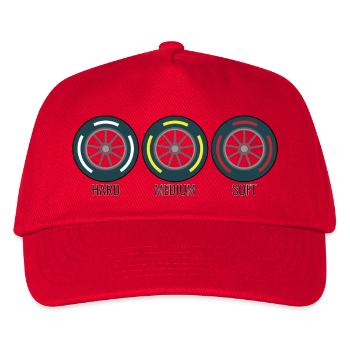 Reifen Formel Auto Rennen - Kinder Basecap - Rot - Vorne
