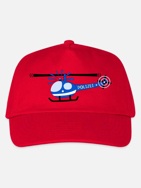 Hubschrauber Polizei Kinder - Kinder Basecap - Rot
