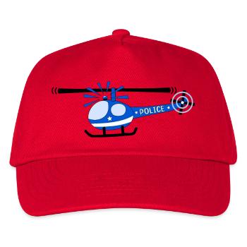 Hubschrauber Police Kinder - Kinder Basecap - Rot - Vorne