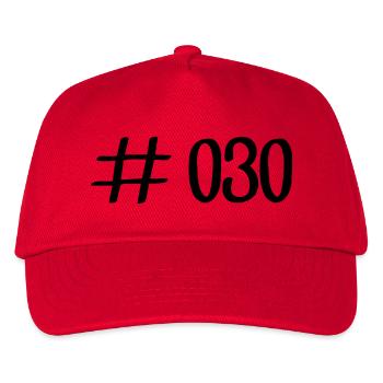 #030 - Hashtag 030 - Vorwahl - Berlin - Hauptstadt - Kinder Basecap - Rot - Vorne
