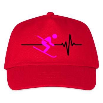 SKIING HEARTBEAT PINK WINTER SPORT CARVING - Kids’ Baseball Cap - red - Front