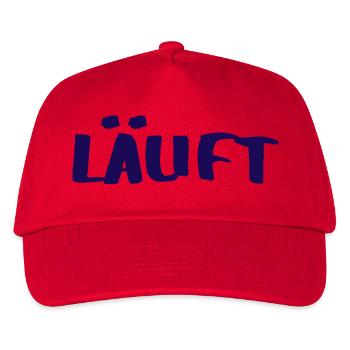 LÄUFT - positives Denken - Statement - Kinder Basecap - Rot - Vorne