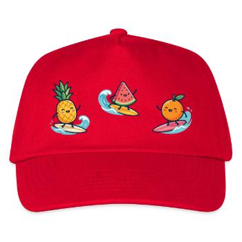 Ananas Wassermelone Orange Früchte Surfer Badespaß - Kinder Basecap - Rot - Vorne
