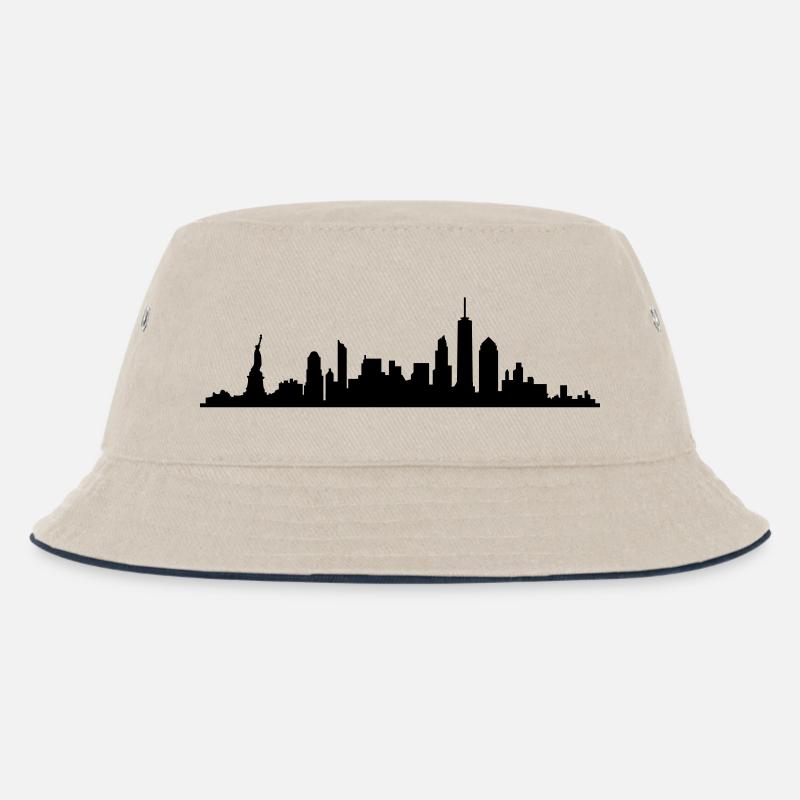 Skyline New York - Kinder Bucket Hat - Natur/Navy