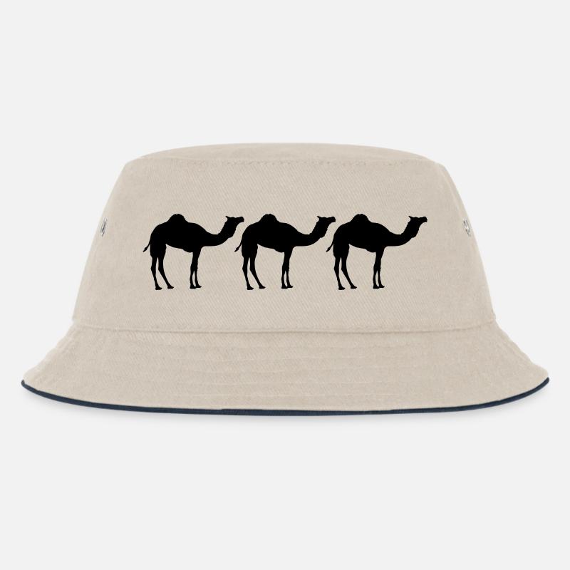 Kamele Karawane Wüste Drei Schwarz Cool Silhouette - Kinder Bucket Hat - Natur/Navy
