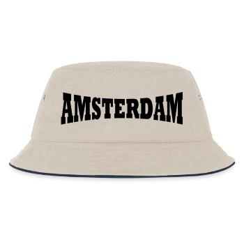 Amsterdam Schriftzug - Kinder Bucket Hat - Natur/Navy - Vorne