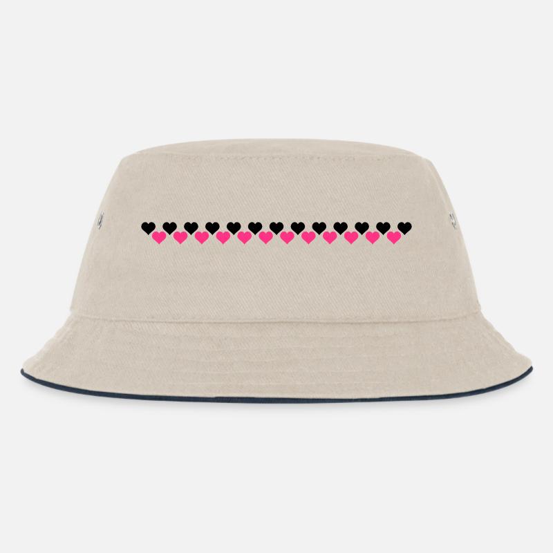 Herzen über Herzen - Kinder Bucket Hat - Natur/Navy
