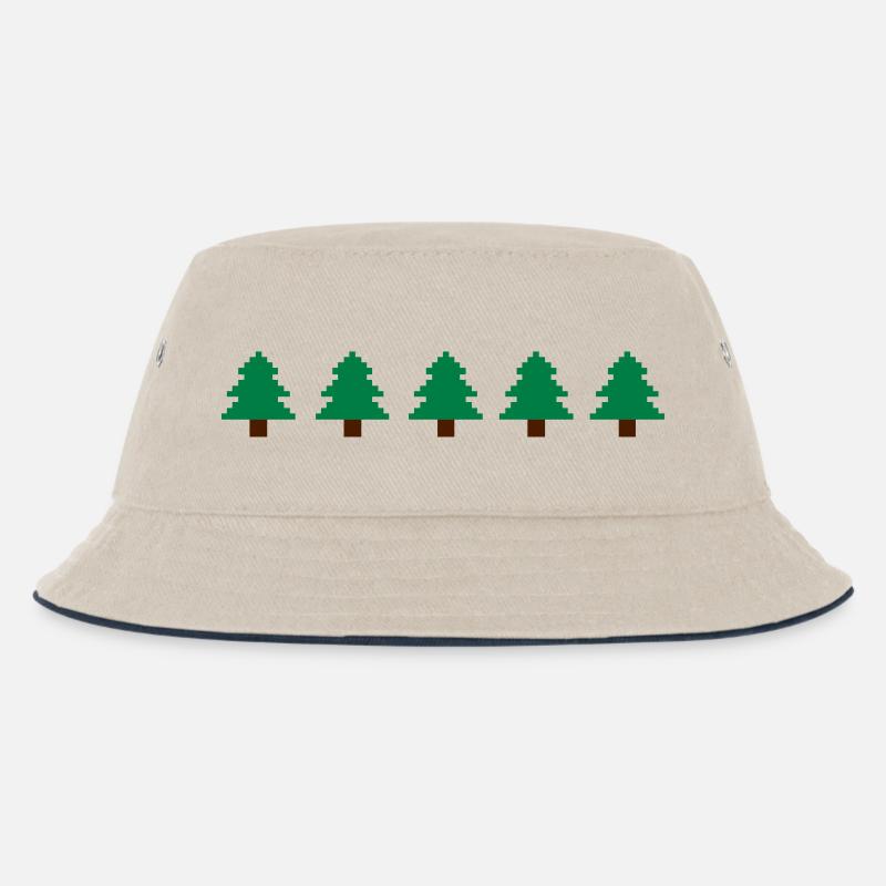 Weihnachtsbäume Pixel - Kinder Bucket Hat - Natur/Navy