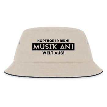 Kopfhörer rein, Musik an, Welt aus! - Kinder Bucket Hat - Natur/Navy - Vorne