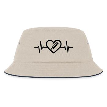 Pencil Drawing Art Heart - Kids’ Bucket Hat - ecru/navy - Front