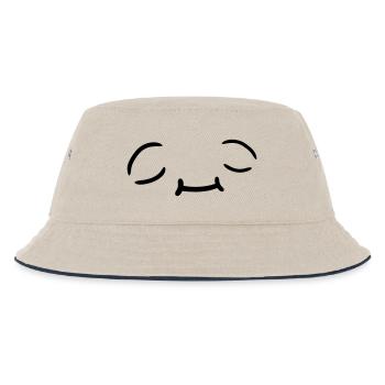 Entspanntes Gesicht Design - Kinder Bucket Hat - Natur/Navy - Vorne