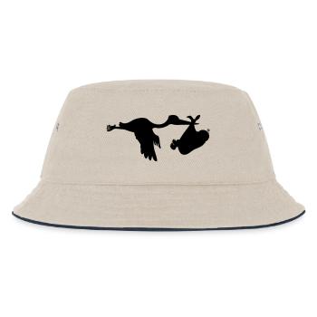 Storch mit Baby - Kinder Bucket Hat - Natur/Navy - Vorne