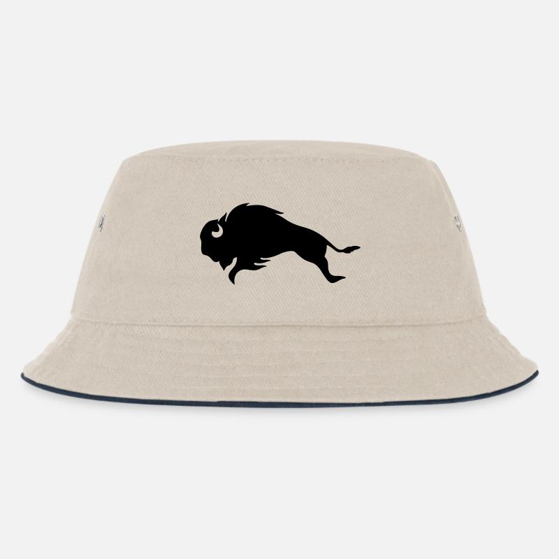 BLACK BISON BULL - Kids’ Bucket Hat - ecru/navy