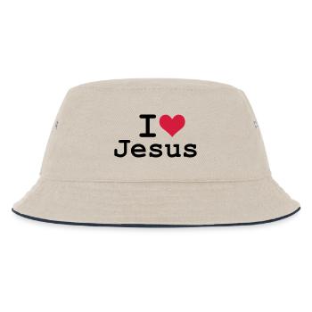 I Love Jesus - Kinder Bucket Hat - Natur/Navy - Vorne