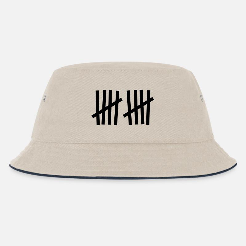 Strichliste 10 Striche - Kinder Bucket Hat - Natur/Navy