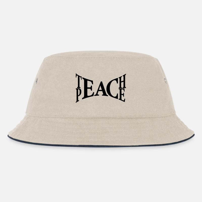 Teach Peace - Kinder Bucket Hat - Natur/Navy