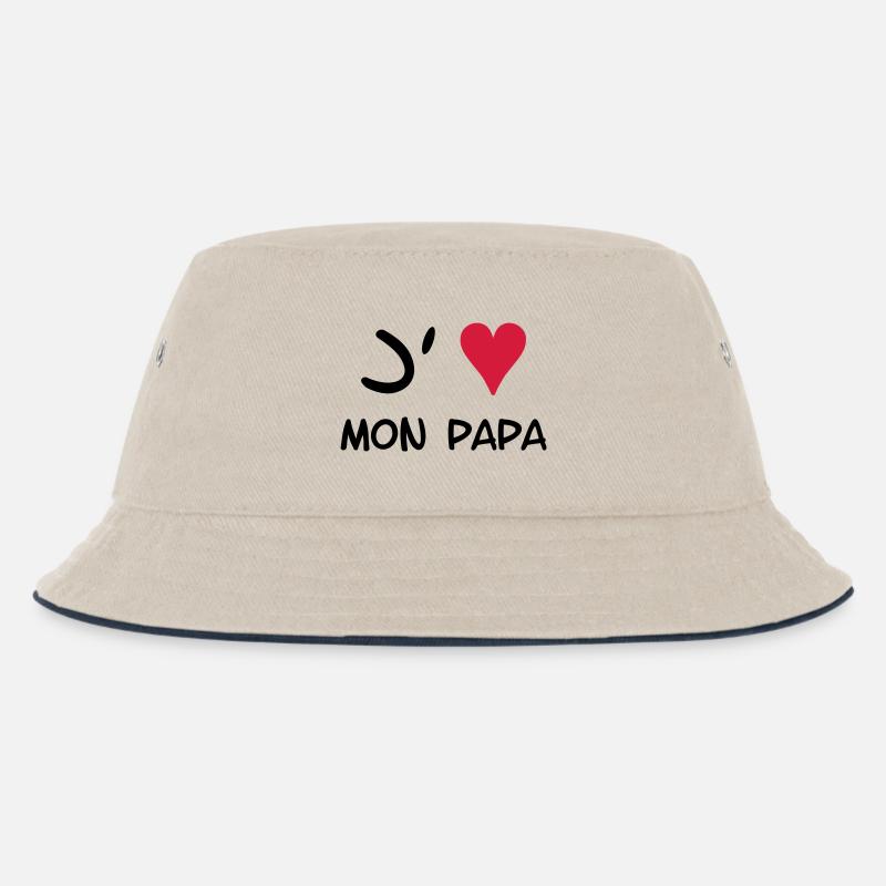 J'aime mon papa ! - Kinder Bucket Hat - Natur/Navy