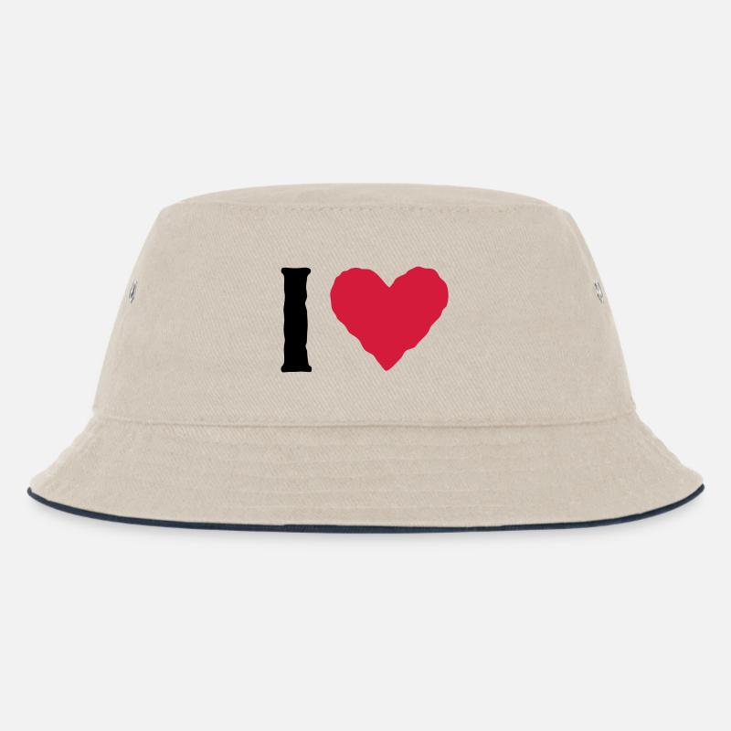I love ... - Kinder Bucket Hat - Natur/Navy