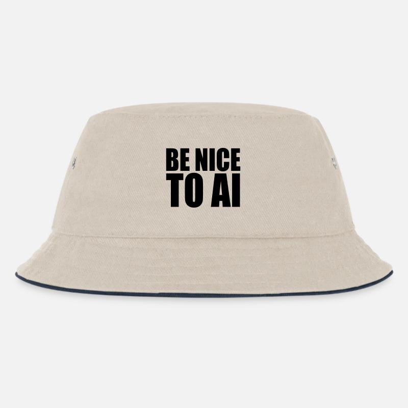 BE NICE TO AI - Kinder Bucket Hat - Natur/Navy