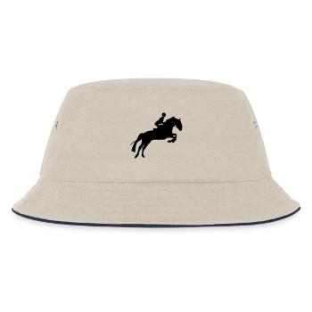 pferd reiten reiterin silhouette - Kinder Bucket Hat - Natur/Navy - Vorne