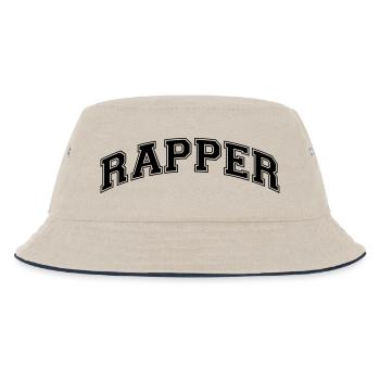 rapper college style curved logo - Kids’ Bucket Hat - ecru/navy - Front