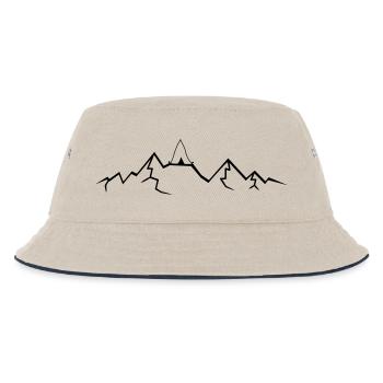 Berge Alpen Zelt Zelten oben Gebierge - Kinder Bucket Hat - Natur/Navy - Vorne