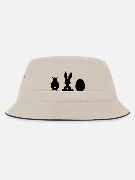 Ostern Hase Schaf Osterei Schatten - Kinder Bucket Hat - Natur/Navy